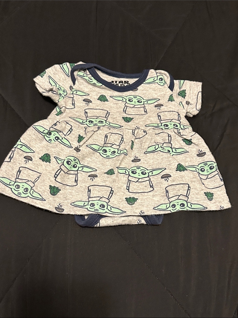 Baby Yoda Grey & Green Dress Onesie